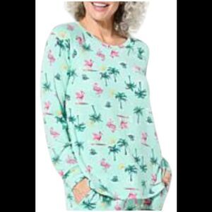 Comfort Code Women's Brushed Ultra Knit PJ Top Flamingos - Regular